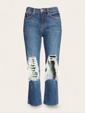 L'AGENCE Woman's Jordan High Rise Crop Straight Distressed Jeans Size 23